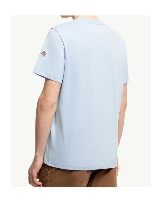 Moncler Blue Down Jacket Print Cotton T-Shirt for men