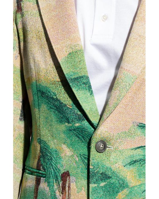 Emporio Armani Green All-Over Print Blazer for men