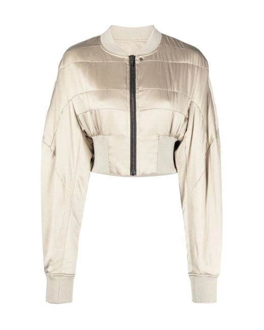 Rick Owens Natural Padded Zip-Up Cropped Bomber Jacket