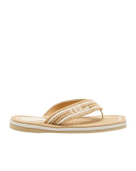 Chloé Natural Hand-Woven Leather Strap Slide Sandals