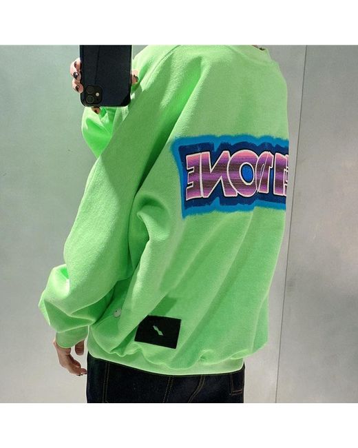 we11done Green Logo-Patch Logo-Print Relaxed Sweatshirt