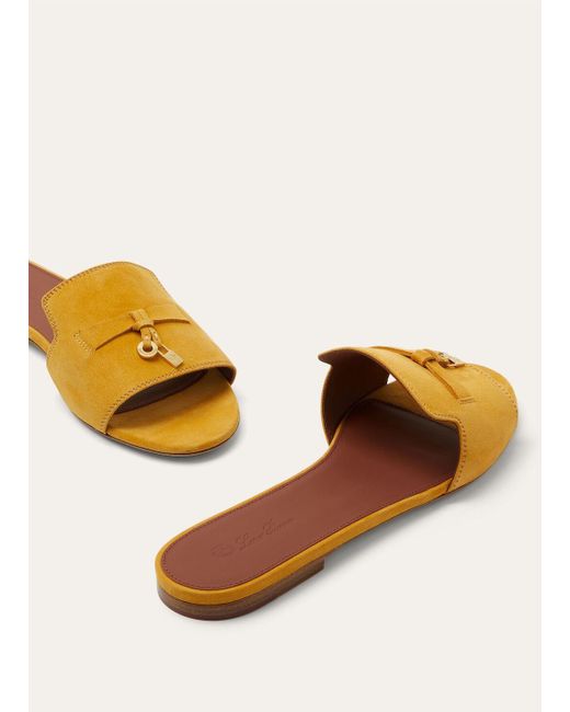 Loro Piana Yellow Round Head Slippers