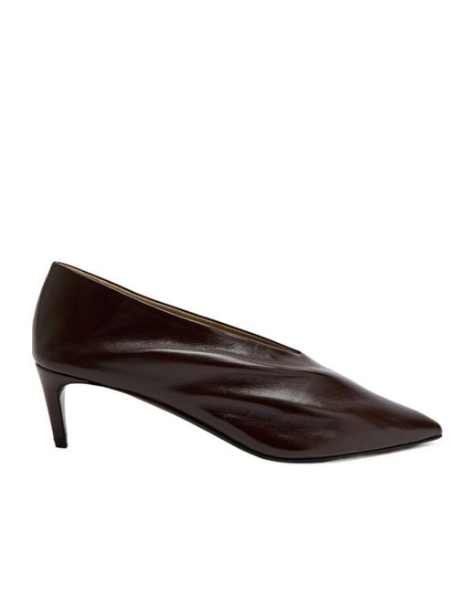 Khaite Brown Draped Leather Pumps