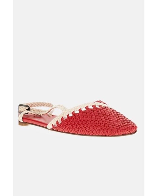 Hereu Red Rondaia Woven Asymmetrical Sandals