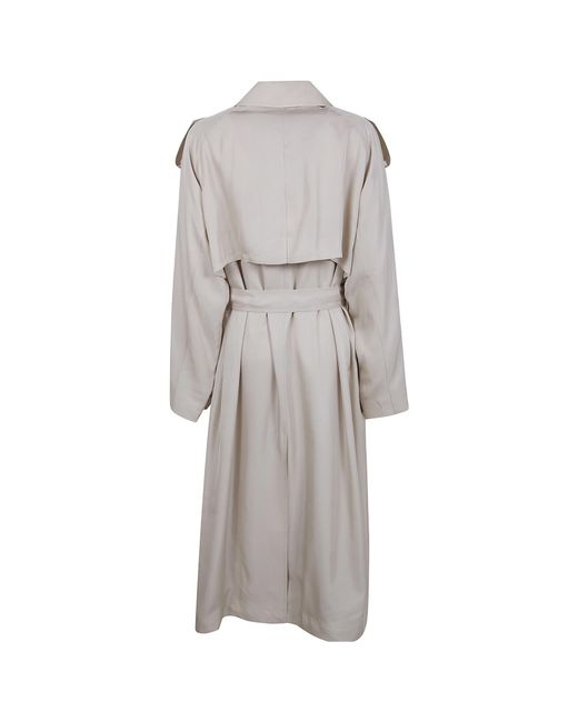 Frankie Shop Gray Double-Breasted Belted Coat