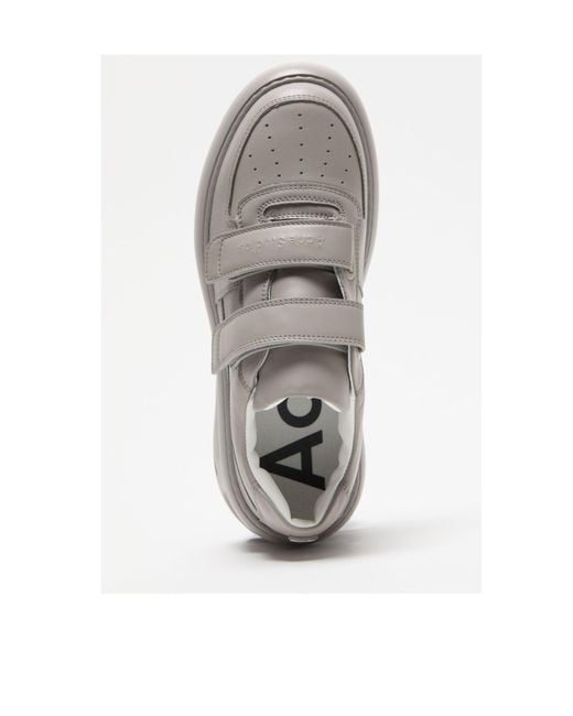 Acne Gray Leather Platform Sneakers