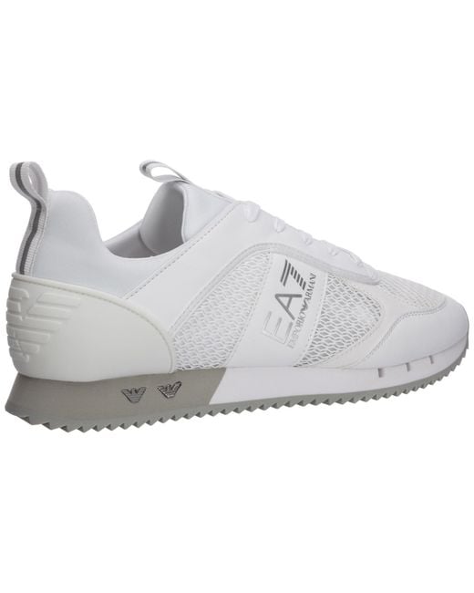 Emporio Armani White Ea7 Side Stripe Lace-Up Sneakers for men