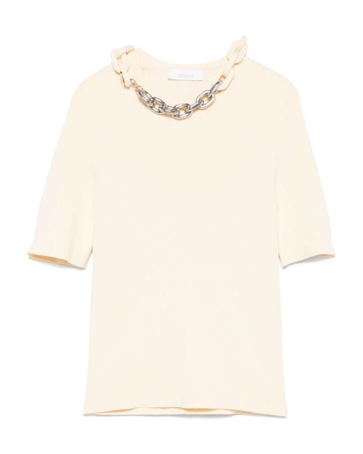 Rabanne Natural Chain Link-Detailed Crewneck Top