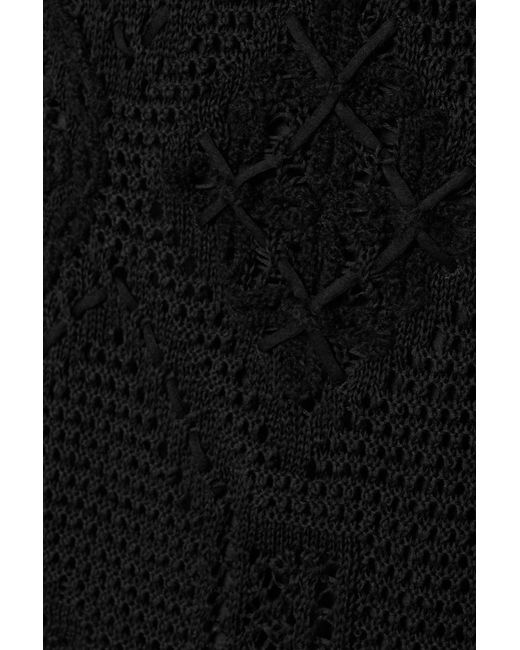 Lafayette 148 New York Black Crochet-Knit Cotton Midi Dress
