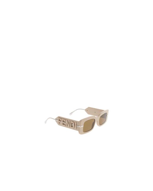 Fendi White Eyewear Rectangle-Frame Sunglasses