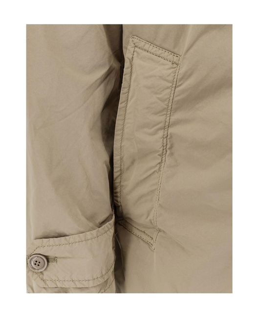 Aspesi Natural Single-Breasted Long-Sleeved Trench Coat for men