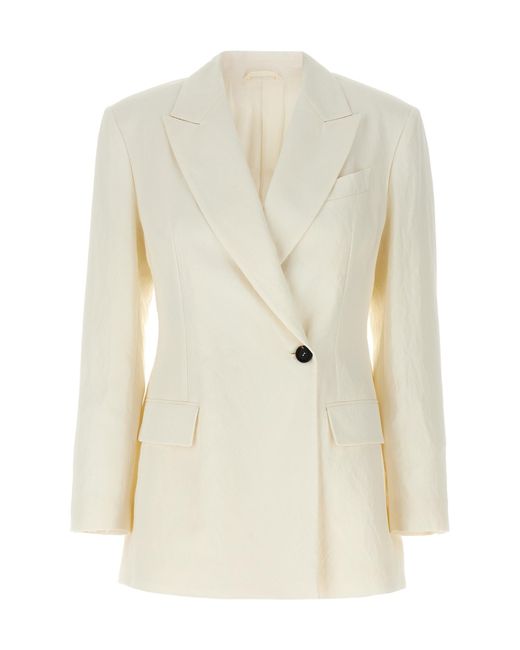 Brunello Cucinelli White Double Breasted Tailored Blazer