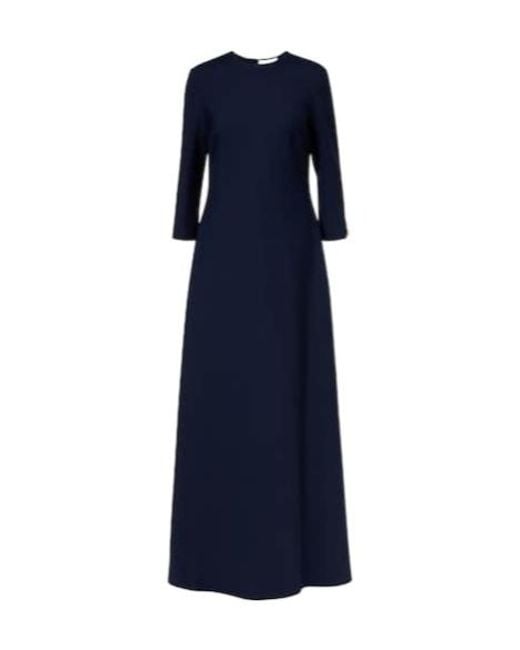 Oscar de la Renta Blue Embellished Open-Back Wool-Blend Kaftan