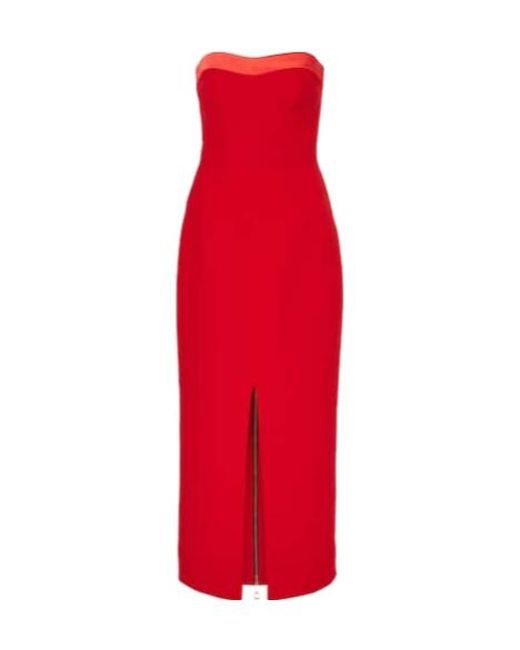 Safiyaa Red Sydney Satin-Trimmed Midi Dress