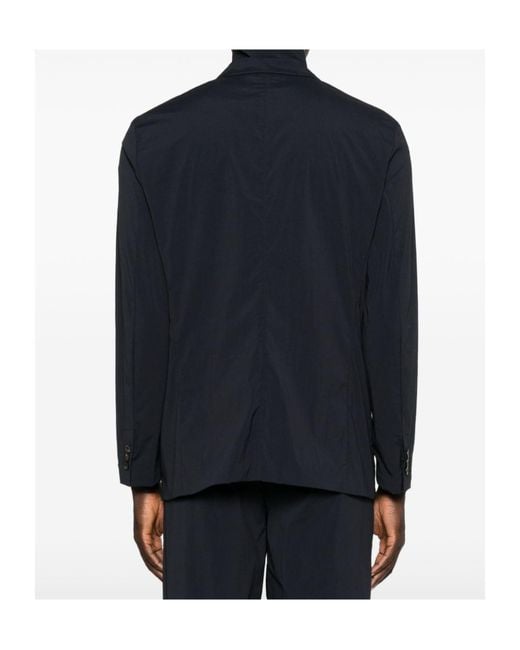 Emporio Armani Blue Layered-Effect Notched-Lapel Blazer for men