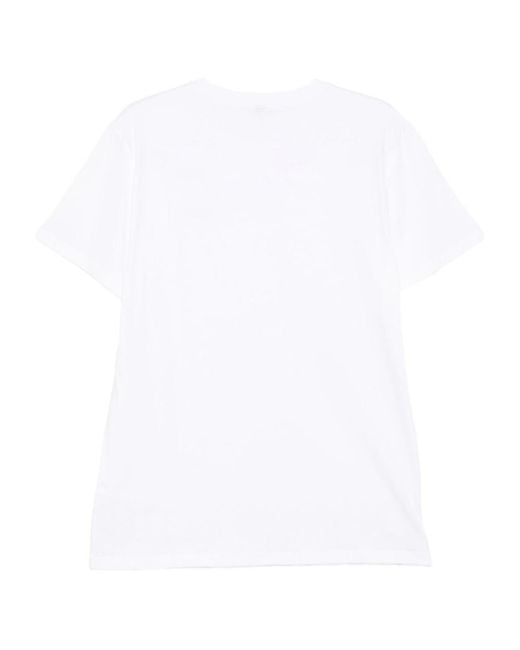 Moschino White Logo-Print Cotton T-Shirt for men
