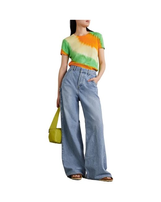 The Elder Statesman Green Tie-Dye Short-Sleeve T-Shirt
