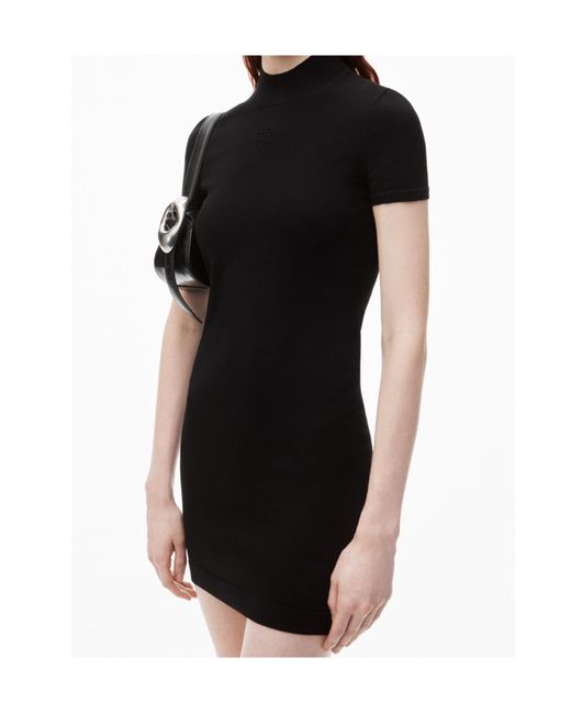 Alexander Wang Black T By Logo-Embossed Short-Sleeved Mini Dress