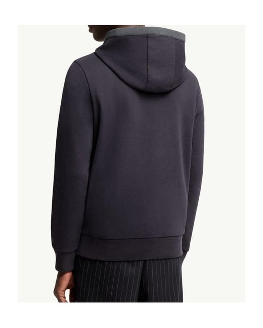 Moncler Blue Brushed Cotton Logo Hoodie for men