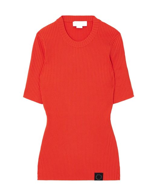 Stella McCartney Red Ribbed Crewneck Jumper