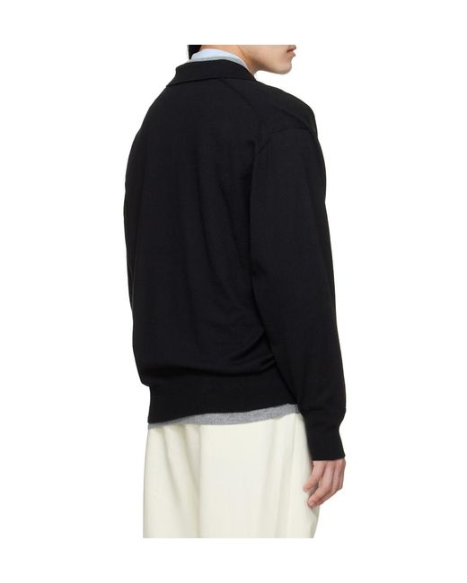 Ssstein Black Long-Sleeved Polo Shirt for men