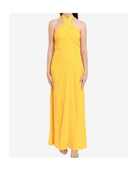 Semicouture Yellow Halter Neck Dress