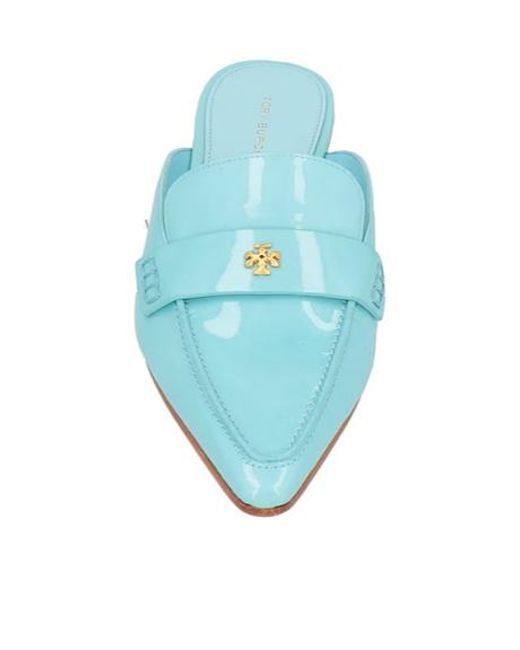 Tory Burch Blue Flat Leather Slippers