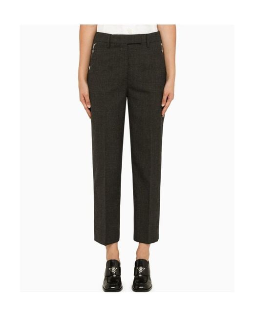 Prada Black Mid-Rise Zip-Pocket Cropped Trousers