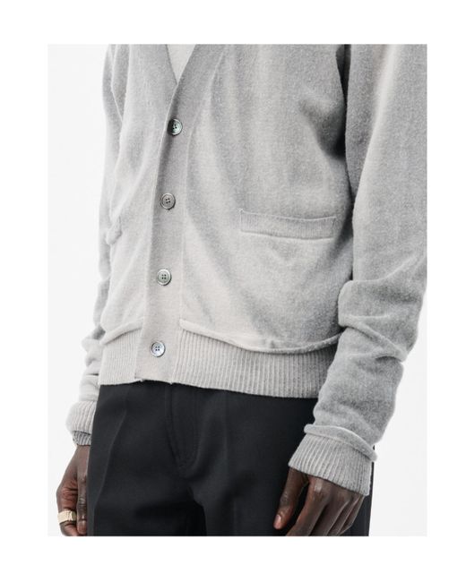 Our Legacy Gray V-Neck Long Sleeve Jumper for men