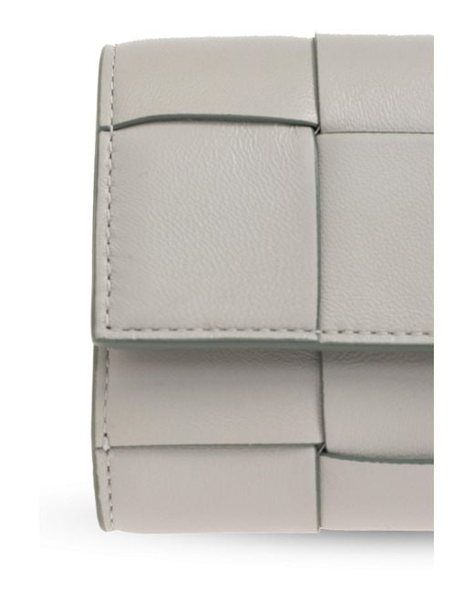 Bottega Veneta Gray Cassette Tri-Fold Zip Wallet