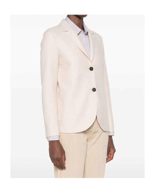 Harris Wharf London Natural Notched-Lapels Single-Breasted Blazer