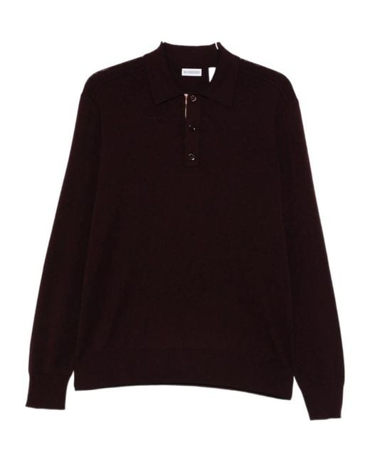 Burberry Black Long Sleeved Knitted Polo Shirt for men