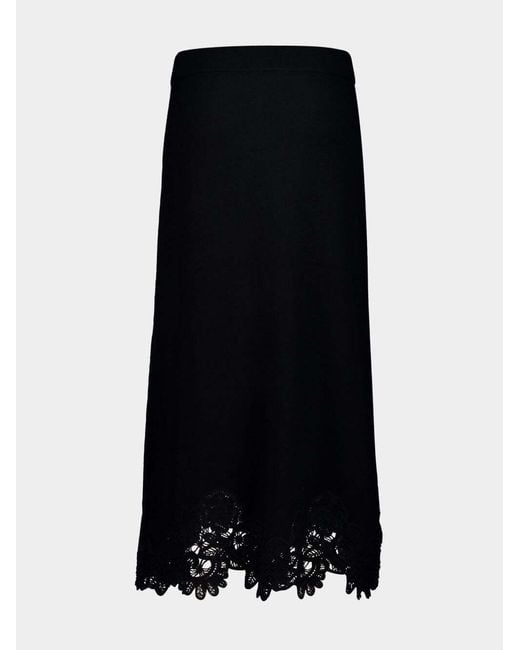 Zimmermann Black Luna Lace Midi Skirt