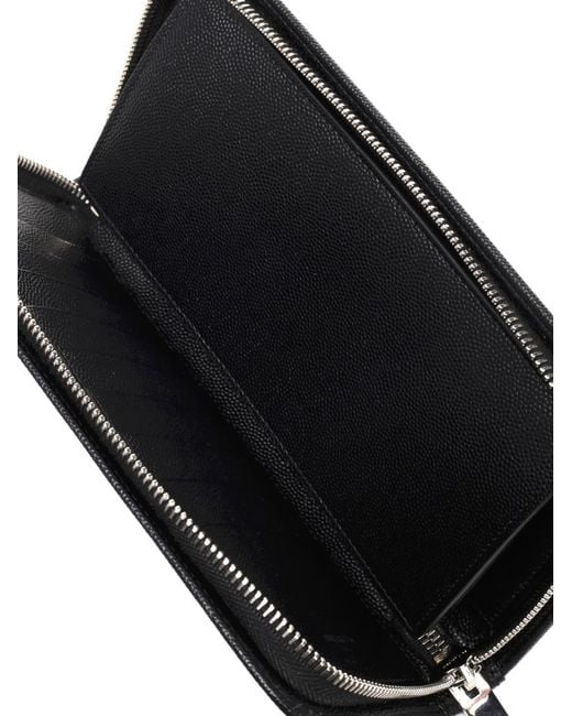 Saint Laurent Black Zipper Texture Wallet for men