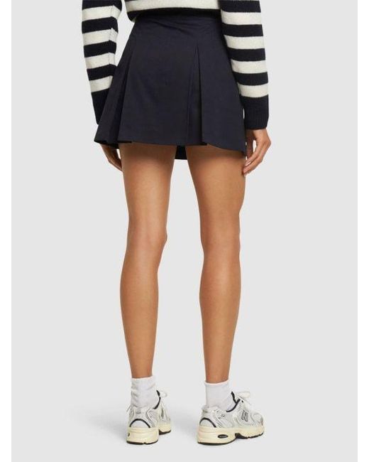 Sporty & Rich Black Serif Logo Double Pleated Skirt