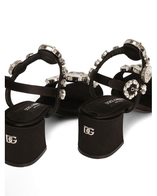 Dolce & Gabbana White Gemstone Embellishment Heeled Sandals