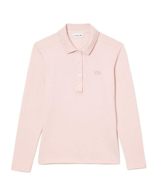 Lacoste Pink Piqué Stretch Polo Top