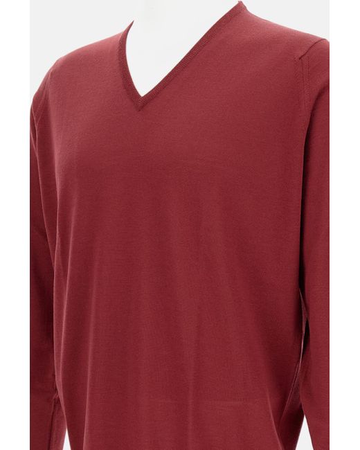 John Smedley Red Long-Sleeved Sweater for men