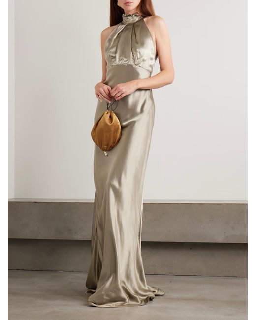 Saloni Natural Michelle Backless Dress