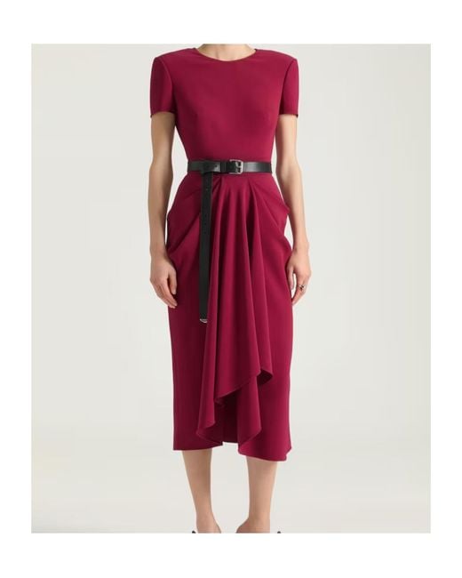 Givenchy Red Crepe Cady Midi Wrapped Dress