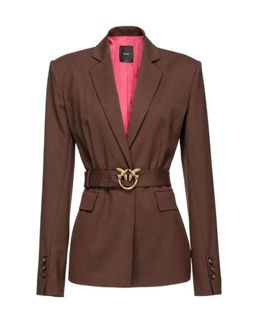 Pinko Brown Logo Suit Jacket