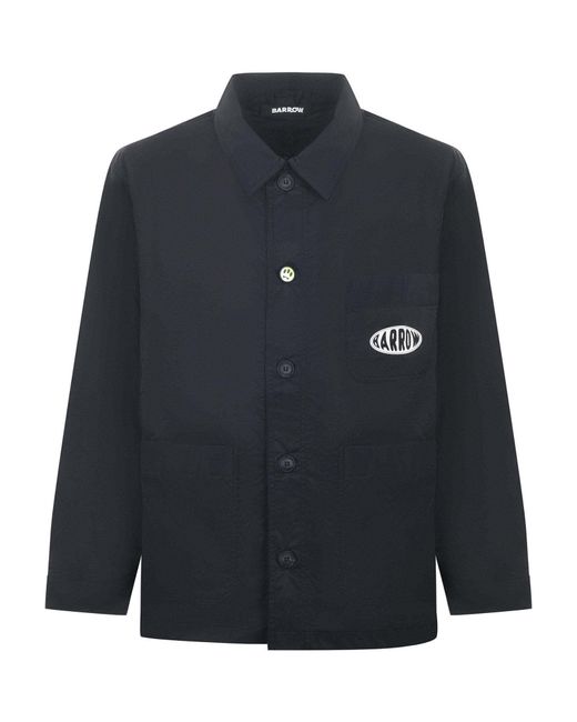 Barrow Blue Logo Printed Button-Up Shirt Jacket for men