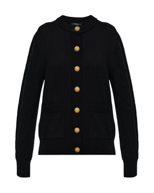 Balmain Black Buttoned Pocket Cardigan