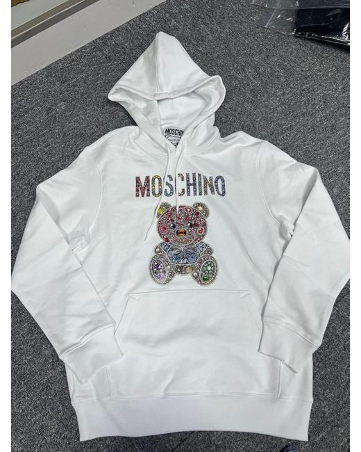 Moschino White Pull Rope Hooded Sweater