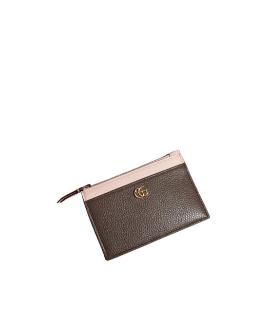 Gucci Brown Bi-Color Gg Marmont Zip Key Pouch