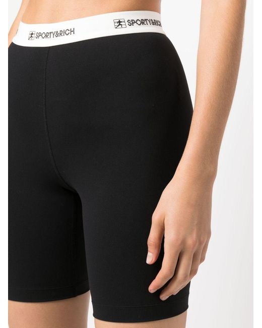 Sporty & Rich Black Logo-Waistband Shorts for men