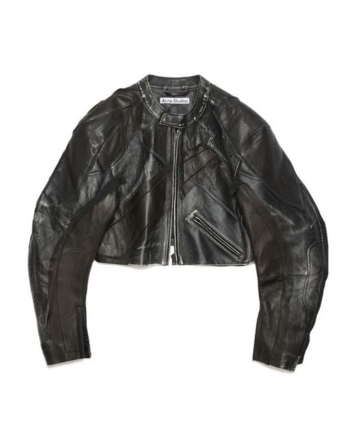Acne Gray Patchwork Leather Jacket