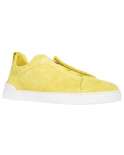 Zegna Yellow Logo Low Upper Board Shoes for men