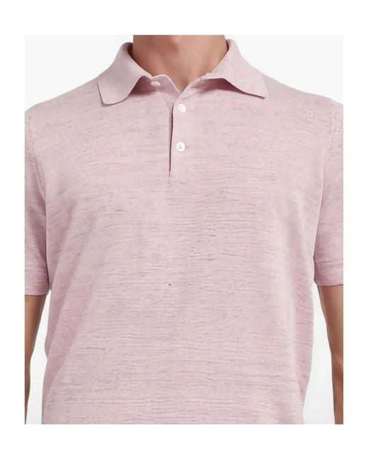Brunello Cucinelli Pink Buttoned Polo Shirt for men
