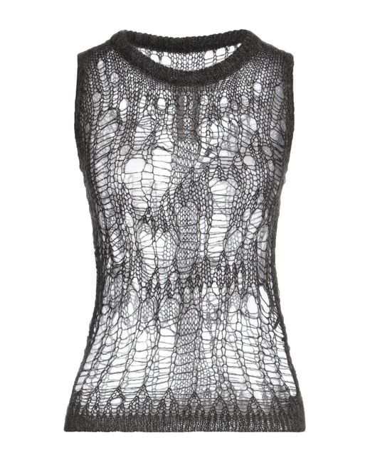 Rick Owens Black Solid Sleeveless Knit Top
